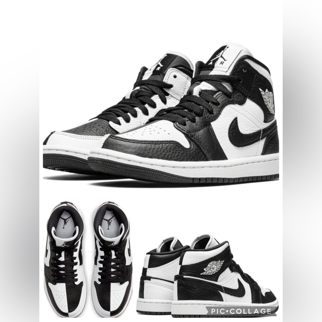 Nib Nike Women's Air Jordan 1 Mid Se Homage Split Black White Sz 9.5